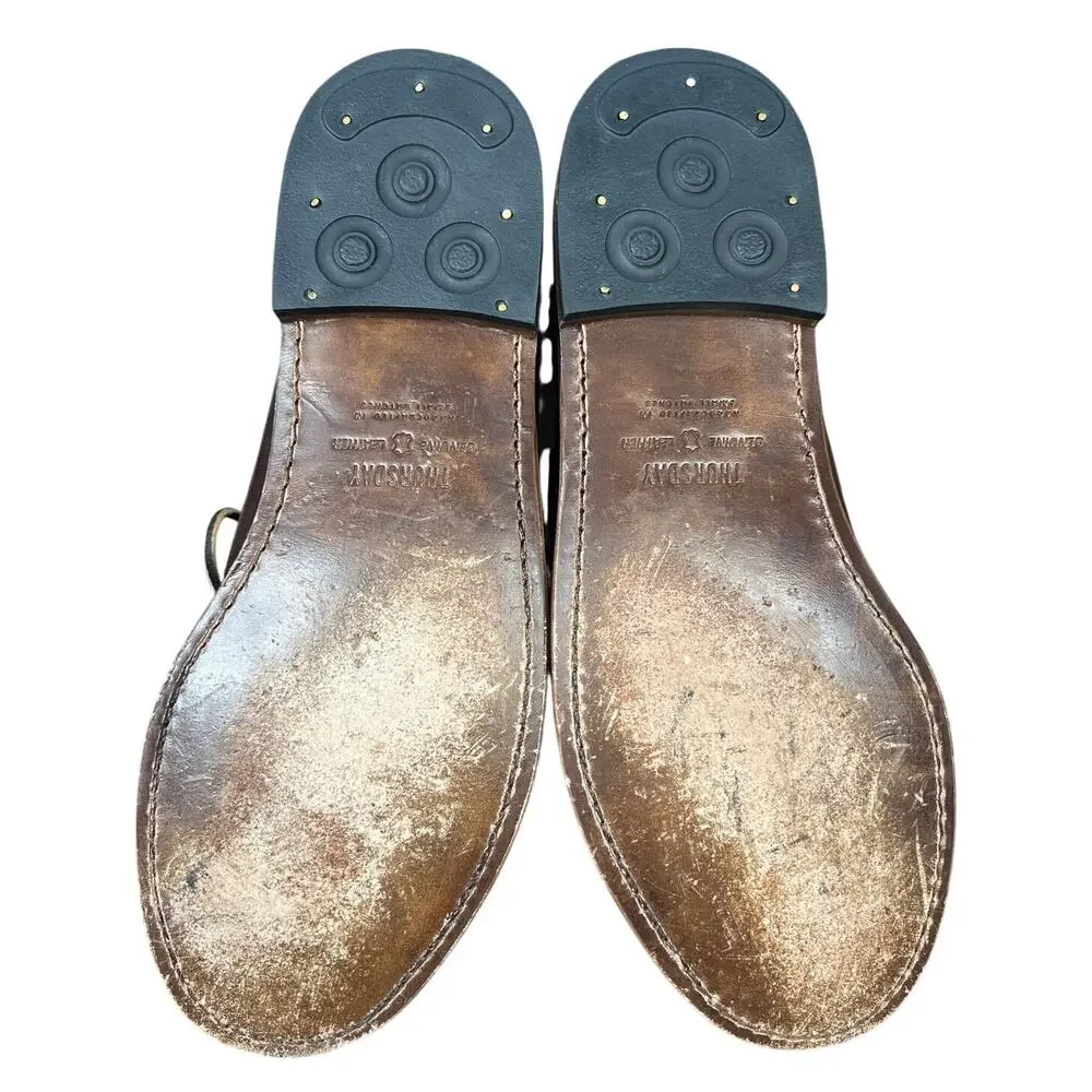 Thursday Men’s Brown Leather Handsewn Moccasin Loafers 8.5